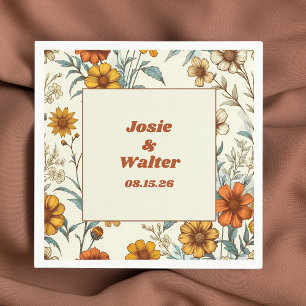 Zeitlose Vintage-Blumen-Hochzeit im Stil der 70er Serviette