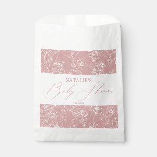 Zeitlose Vintage-Blumenmuster Rosa Babyparty Geschenktütchen