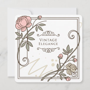 ✨ Zeitlose Vintage-Eleganz – Antiker Blumenrahmen Feiertagskarte