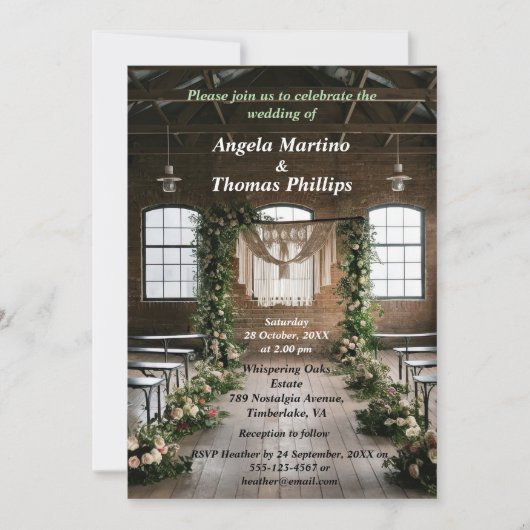 Zeitlose Vintage-Hochzeit Einladung (Vorderseite)