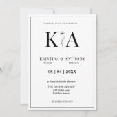 Zeitlose Vintage Schwarz-Weiß-Blumenhochzeit Einladung (Vorderseite)