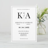 Zeitlose Vintage Schwarz-Weiß-Blumenhochzeit Einladung (Stehend Vorderseite)