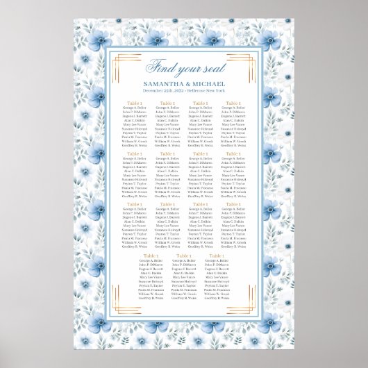 Zeitlose Wasserfarbe Light Blue Gold Seekarte Poster (Vorne)