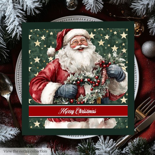 Zeitlose Wasserfarbe Santa Claus Table Napkins Serviette