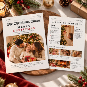 Zeitlose Weihnachtsfoto-Zeitungsjahr-Erinnerung Feiertagskarte