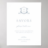 Zeitlose Weintrauben Dusty Blue Wappen Gefallen Ze Poster (Vorne)