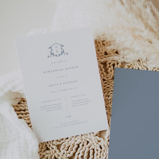 Zeitlose Weintrauben Dusty Blue Wappen Probe Abend Ankündigung