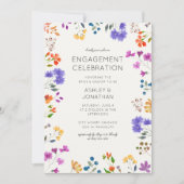 Zeitlose Wildblume Soft White Engagement Party Einladung (Vorderseite)