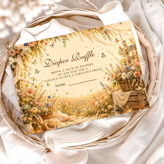 Zeitlose Wildblumen-Boho-Windel-Raffle Begleitkarte