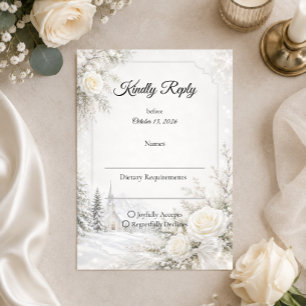 Zeitlose Winterhochzeit RSVP Karte
