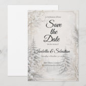 Zeitlose Winterwald-Eleganz-Hochzeit Save The Date (Vorne/Hinten)