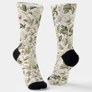 Zeitlose zarte botanische Eleganz Socken