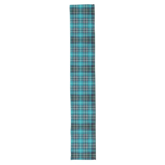 Zeitloser Aquamariner Blue Kariert Table Runner Großer Tischläufer (Vorderseite)