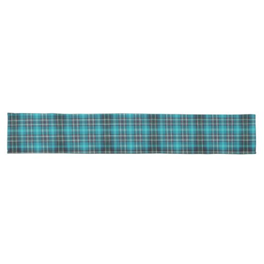 Zeitloser Aquamariner Blue Kariert Table Runner Großer Tischläufer (Horizontal)