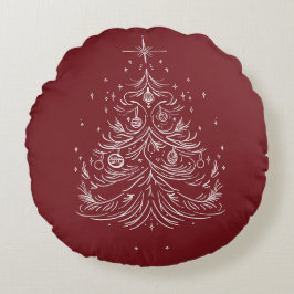 Zeitloser Baumkronenkissen | Red & Burgund Rundes Kissen