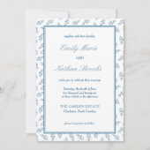 Zeitloser Blauer Garten Elegantes Altes Geld Hochz Einladung (Vorderseite)