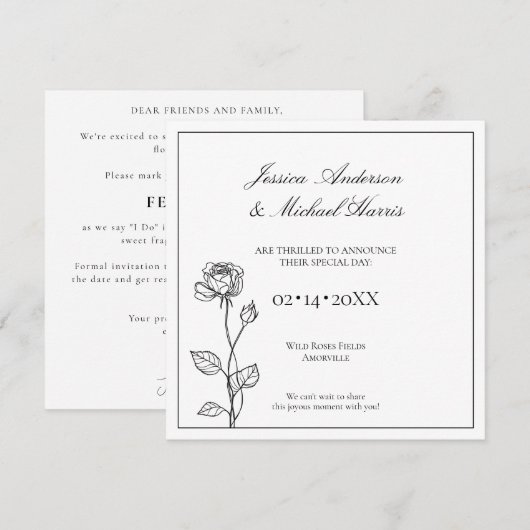 Zeitloser Blendenzustand mit Textkarte Save the Da Date (Vorne/Hinten)