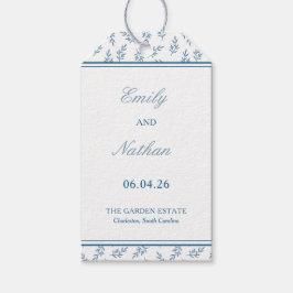 Zeitloser Blue Garden Elegante Klassische Hochzeit Geschenkanhänger