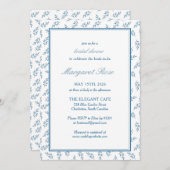 Zeitloser Blue Garden Elegantes klassisches Brautp Einladung (Vorne/Hinten)