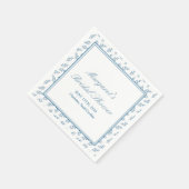 Zeitloser Blue Garden Elegantes klassisches Brautp Serviette (Ecke)