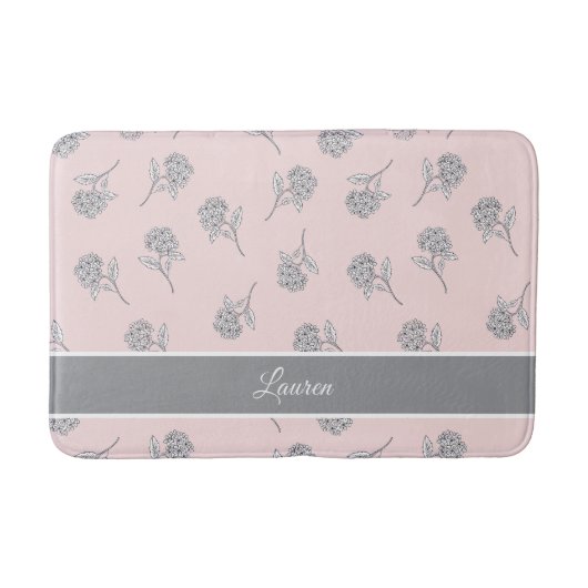 Zeitloser botanischer Bloom Soft Pink Monogramm-Ba Badematte (Vorderseite)