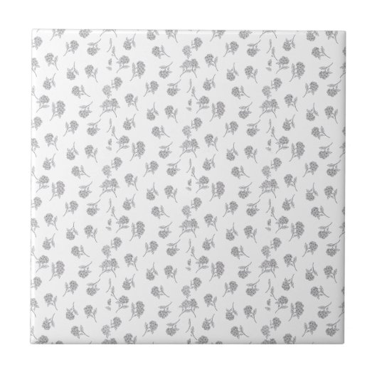 Zeitloser botanischer Bloom Softgrau Fliese (Vorderseite)