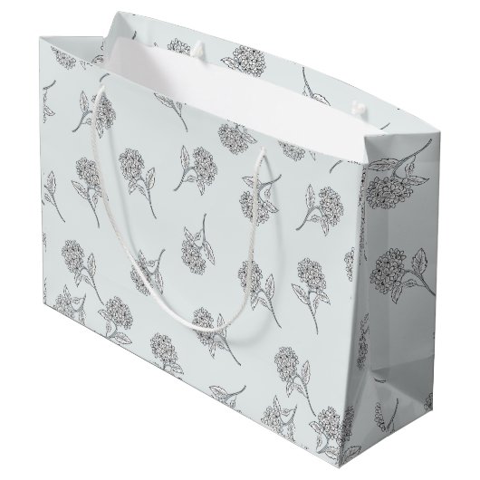Zeitloser botanischer Blüten Softgrau Große Geschenktüte (Rückseite Schrägansicht)