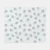 Zeitloser botanischer Blütenflor in weichem Grau Fleecedecke (Vorderseite (Horizontal))