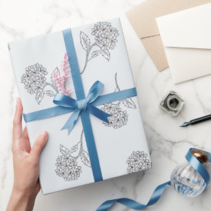Zeitloser botanischer Blütenstand Softgrau Geschenkpapier
