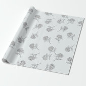 Zeitloser botanischer Blütenstand Softgrau Geschenkpapier (Ungerollt)