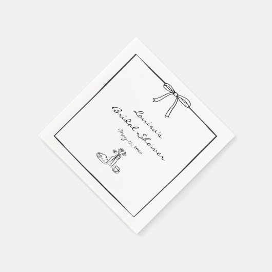 Zeitloser Chic Coquette Bow Brautparty Brunch Serviette (Ecke)