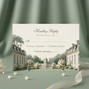 Zeitloser Garten   Französische Château-Hochzeit RSVP Karte