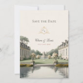 Zeitloser Garten | Französische Château-Monogramm- Save The Date (Vorderseite)