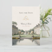 Zeitloser Garten | Französische Château-Monogramm- Save The Date (Stehend Vorderseite)