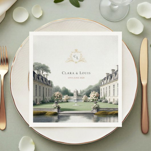 Zeitloser Garten | Französische Château-Monogramm- Serviette