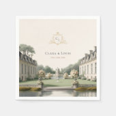 Zeitloser Garten | Französische Château-Monogramm- Serviette (Vorderseite)