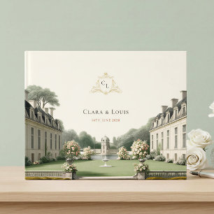 Zeitloser Garten   Französisches Château-Monogramm Gästebuch