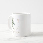 Zeitloser Gold Monogram C Floral Accent Kaffeetasse (Vorderseite Links)