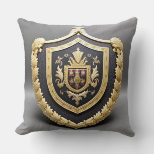 Zeitloser goldener ornamentaler Kamm mit Schild Kissen