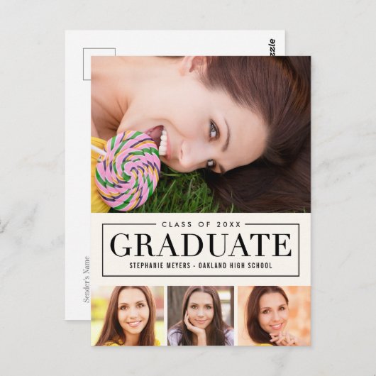 Zeitloser Grid EDITABLE COLOR Abschluss Postkarte (Vorne/Hinten)