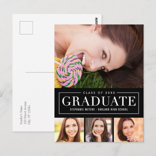 Zeitloser Grid EDITABLE COLOR Abschluss Postkarte (Vorne/Hinten)