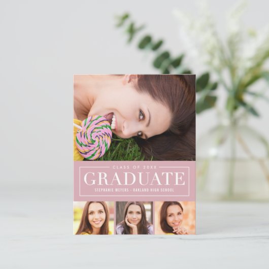 Zeitloser Grid EDITABLE FARBE Abschluss Postkarte (Stehend Vorderseite)