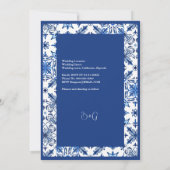 Zeitloser griechischer Hochzeitstag zwischen Blau  Einladung (Rückseite)