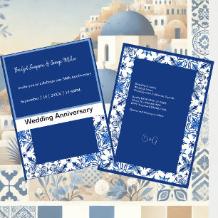 Zeitloser griechischer Hochzeitstag zwischen Blau Einladung