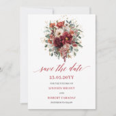 Zeitloser Herbst Dunkelrot Gold Blumen Save The Da Date (Vorderseite)