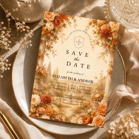 Zeitloser Herbstgarten-Hochzeit Save The Date