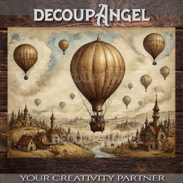 Zeitloser Himmel: Vintager Ballon Soar - Decoupage Seidenpapier