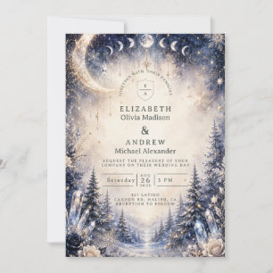 Zeitloser himmlischer Winterhochzeit Einladung