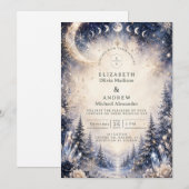 Zeitloser himmlischer Winterhochzeit Einladung (Vorne/Hinten)