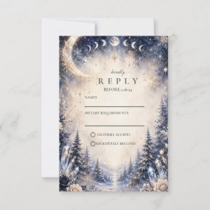 Zeitloser himmlischer Winterhochzeit RSVP Karte
